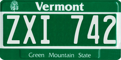 VT license plate ZXI742