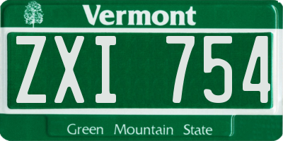 VT license plate ZXI754