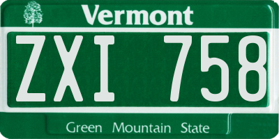 VT license plate ZXI758