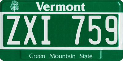 VT license plate ZXI759