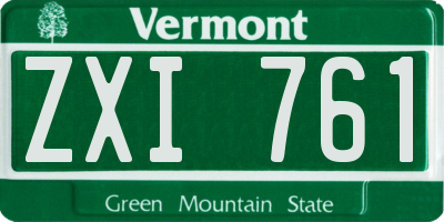 VT license plate ZXI761