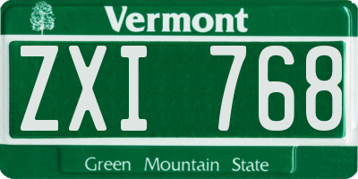 VT license plate ZXI768