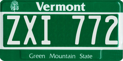 VT license plate ZXI772
