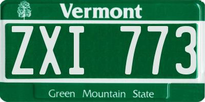 VT license plate ZXI773