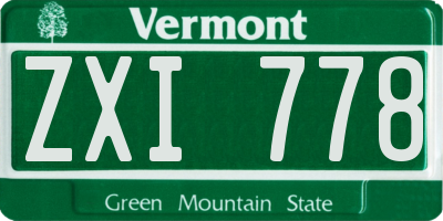 VT license plate ZXI778