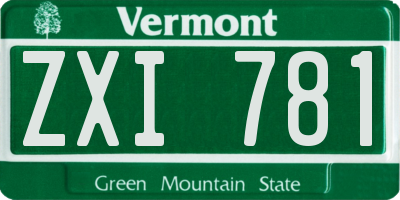 VT license plate ZXI781