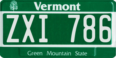 VT license plate ZXI786