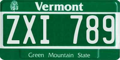 VT license plate ZXI789