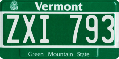 VT license plate ZXI793