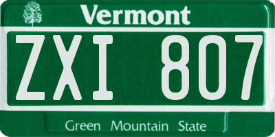 VT license plate ZXI807