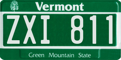 VT license plate ZXI811