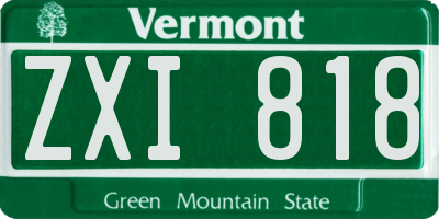 VT license plate ZXI818