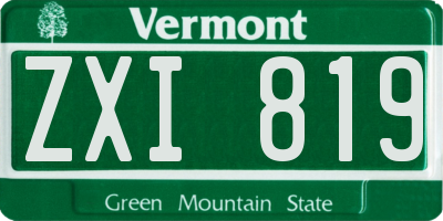 VT license plate ZXI819