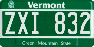 VT license plate ZXI832
