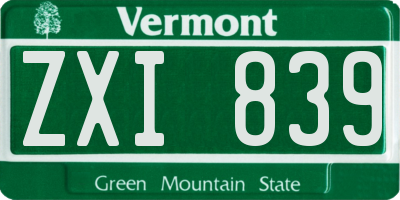 VT license plate ZXI839