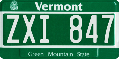 VT license plate ZXI847