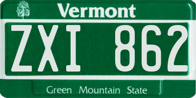 VT license plate ZXI862