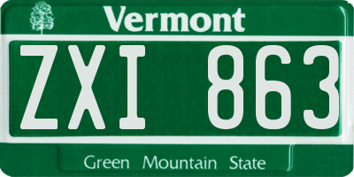VT license plate ZXI863