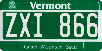 VT license plate ZXI866
