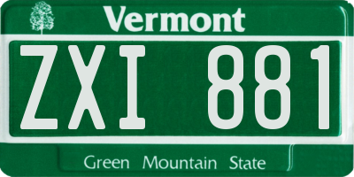 VT license plate ZXI881