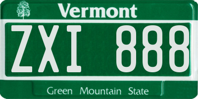 VT license plate ZXI888