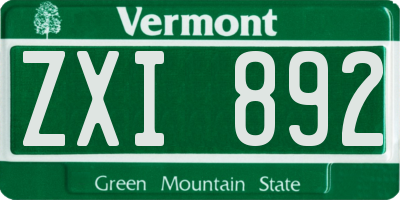 VT license plate ZXI892