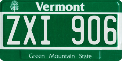 VT license plate ZXI906