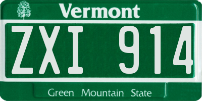VT license plate ZXI914