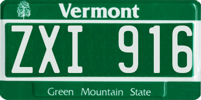 VT license plate ZXI916