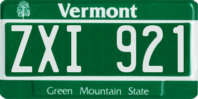 VT license plate ZXI921