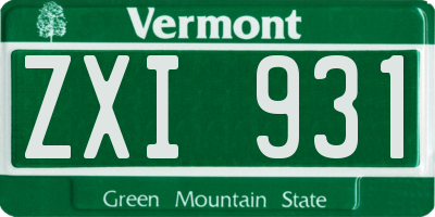 VT license plate ZXI931