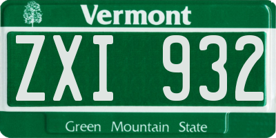VT license plate ZXI932