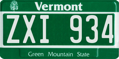 VT license plate ZXI934