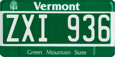 VT license plate ZXI936