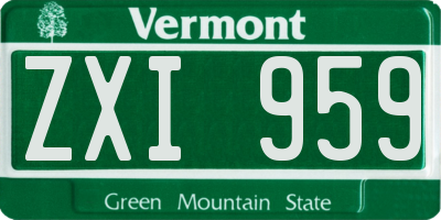 VT license plate ZXI959