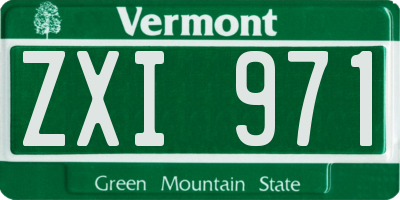 VT license plate ZXI971