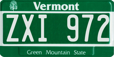 VT license plate ZXI972