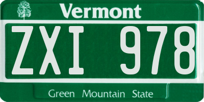 VT license plate ZXI978