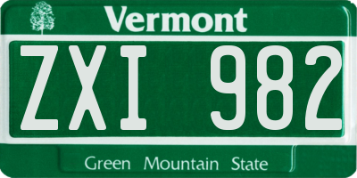 VT license plate ZXI982