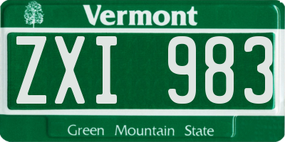 VT license plate ZXI983