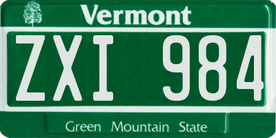 VT license plate ZXI984