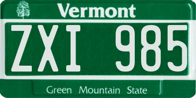 VT license plate ZXI985
