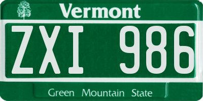 VT license plate ZXI986