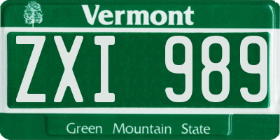 VT license plate ZXI989