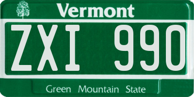 VT license plate ZXI990