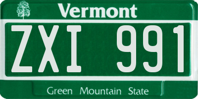 VT license plate ZXI991