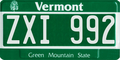 VT license plate ZXI992