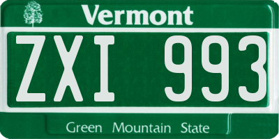 VT license plate ZXI993