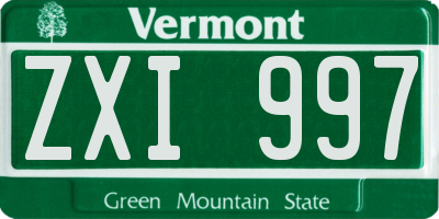 VT license plate ZXI997