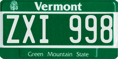 VT license plate ZXI998